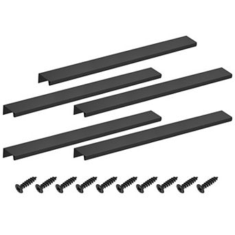 5 pc 11.81''Aluminum Alloy Cabinet Finger Pulls, Edge Back Mount Hidden Handles for Cabinets Black