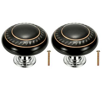 2 pc Ceramic Cabinet Knobs, Round Drawer Knob Dresser Pulls Furniture Handles with Mounting Screws
