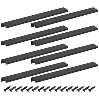 8 pc 11.81''Aluminum Alloy Cabinet Finger Pulls, Edge Back Mount Hidden Handles for Cabinets Black