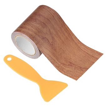 1 Set Wood Grain Repair Tape, Self Adhesive Realistic Textured Repair Tape Patch with Scraper