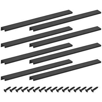 8 pc 15.75''Aluminum Alloy Cabinet Finger Pulls, Edge Back Mount Hidden Handles for Cabinets Black