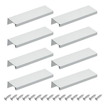 8 pc 4.72''Aluminum Alloy Cabinet Finger Pulls, Edge Back Mount Hidden Handles for Cabinets Silver
