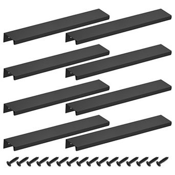 8 pc 7.87''Aluminum Alloy Cabinet Finger Pulls, Edge Back Mount Hidden Handles for Cabinets Black