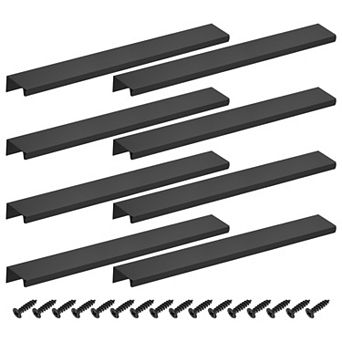 8 pc 9.84''Aluminum Alloy Cabinet Finger Pulls, Edge Back Mount Hidden Handles for Cabinets Black