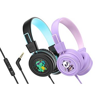 MEE audio KidJamz KJ55AUX (2 Pack) 3.5mm Safe Listening Kid's Headphones with Headset