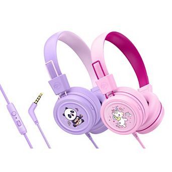 MEE audio KidJamz KJ55AUX (2 Pack) 3.5mm Safe Listening Kid's Headphones with Headset