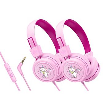 MEE audio KidJamz KJ55AUX (2 Pack) 3.5mm Safe Listening Kid's Headphones with Headset