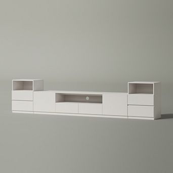 118''W Media Console Set of 3 for 55/65/75 Inch TV, Wooden Modern TV Stand and Storage Cabinet