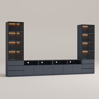 Modern 141.7'' Entertainment Center with TV Stand Display Shelves for 75/85/100 inch TV with Storage