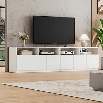 94.5" Modern TV Stand for 75/85/95/100 inch TV, Wooden Media Console with 4 Cabinet for Living Room