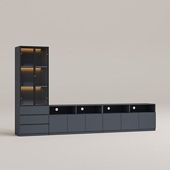 Modern 118.1'' Entertainment Center TV Stand with Cabinet for 75/85/90 inch TV for Living Room