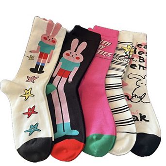 5 Pairs Womens Cute Crew Socks