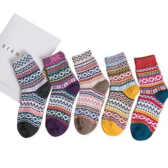 5 Pairs Women Soft Knit Thick Warm Fuzzy Crew Socks