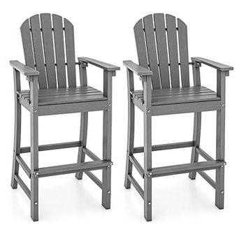 Outdoor Adirondack Bar Chairs Set of 2 with Footrest for Patio Deck Backyard