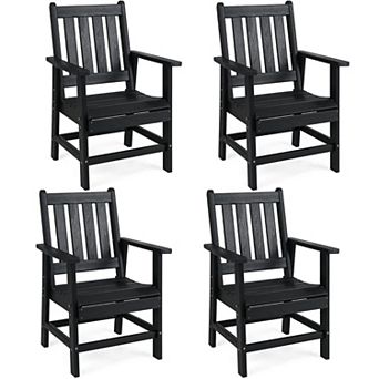 Set of 4 Adirondack Style Outdoor Chairs HDPE Patio Armchairs with Armrests
