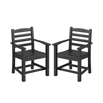Set of 2 Outdoor Patio Dining Chairs with HDPE Material, High Backrest and Wide Armrests