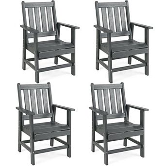 Set of 2 Patio Armchairs with HDPE Construction, Wide Seat and Outdoor Dining Design