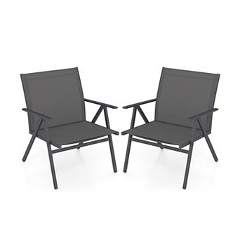 Set of 2 Outdoor Bistro Chairs with Wide Seats, Angled Backrest and Modern Patio Design