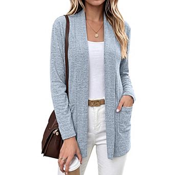 Womens Long Sleeve Open Front Casual Sweater Cardigans with Pockets