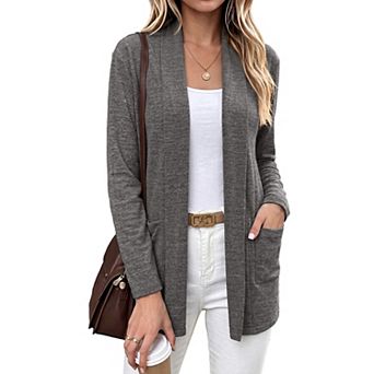 Womens Long Sleeve Open Front Casual Sweater Cardigans with Pockets