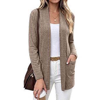 Womens Long Sleeve Open Front Casual Sweater Cardigans with Pockets