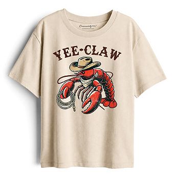 Kids Yee Claw Lobster Western T-Shirt, Funny Cowboy Youth Animal Tee