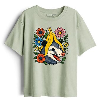 Banana Possum Floral Kids T-Shirt, Funny Animal Tee for Youth Girls