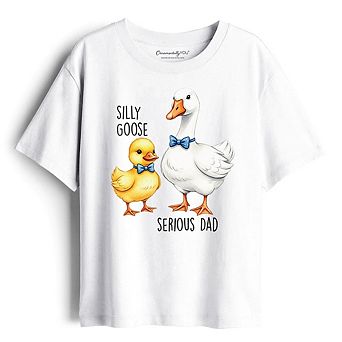 Kids Silly Goose Serious Dad Tie T-Shirt, Cute Duo Youth Tee