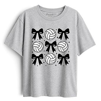 Kids Coquette Volleyball Bows T-Shirt, Cute Athletic Sports Game Day Tee for Youth Girls