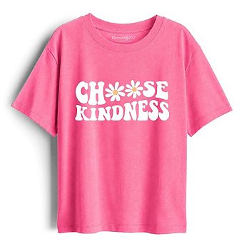 Choose Kindness Daisies Kids T-Shirt, Retro Groovy Positive Quote Tee for Youth