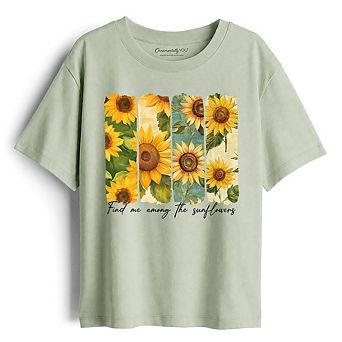 Find Me Among the Sunflowers Kids T-Shirt, Floral Tee for Youth Girls