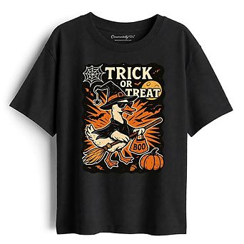 Kids Trick or Treat Goose T-Shirt, Vintage Halloween Witch Tee for Youth