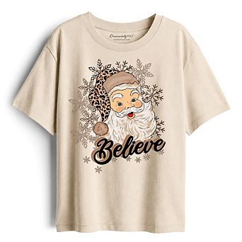 Kids Believe Santa Cheetah Leopard T-Shirt, Retro Christmas Youth Tee