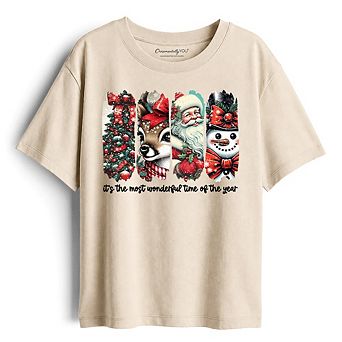 Kids Christmas Reindeer Santa Snowman Vintage Youth T-Shirt