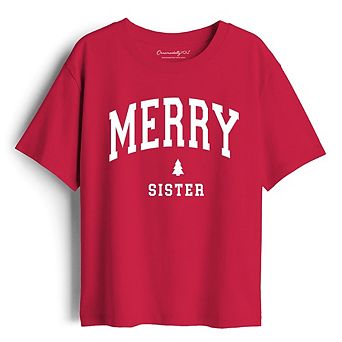 Kids Merry Sister Retro Christmas T-Shirt, Matching Family Holiday Youth Tee