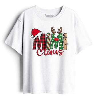Kids Mimi Claus Retro Christmas T-Shirt, Matching Family Holiday Youth Tee