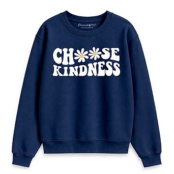Choose Kindness Daisies Sweatshirt, Retro Groovy Positive Quote Sweater