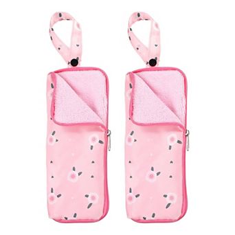 2 pc 9.84' x 3.94''Umbrella Bag, Floral Pattern Water-Absorbent Cover, Portable Storage Case Pink
