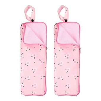 2 pc 14.17' x 4.92''Umbrella Bag, Floral Pattern Water-Absorbent Cover, Portable Storage Case Pink