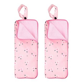 2 pc 12.6' x 4.92''Umbrella Bag, Floral Pattern Water-Absorbent Cover, Portable Storage Case Pink