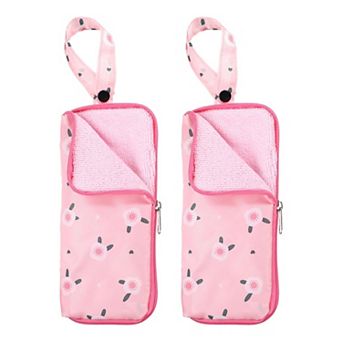 2 pc 8.66' x 3.94''Umbrella Bag, Floral Pattern Water-Absorbent Cover, Portable Storage Case Pink