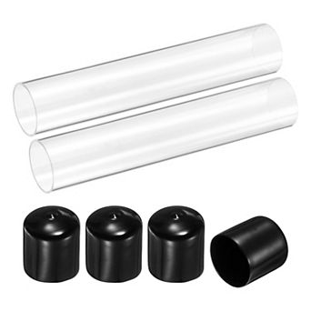 9.84''Clear Rigid Acrylic Pipe, Round Polycarbonate Tube Plastic Tubing with Rubber Caps