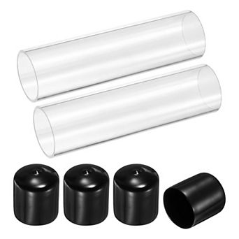 5.91''Clear Rigid Acrylic Pipe, Round Polycarbonate Tube Plastic Tubing with Rubber Caps Clear