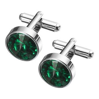 2 pc Crystal Cufflinks Copper Round Cuff Links for Men Business