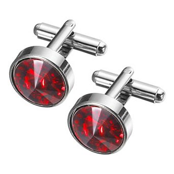 2 pc Crystal Cufflinks Copper Round Cuff Links for Men Business