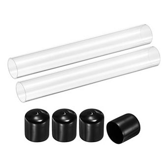 12.01''Clear Rigid Acrylic Pipe, Round Polycarbonate Tube Plastic Tubing with Rubber Caps