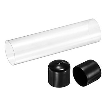 1 pc Rigid Acrylic Pipe, Round Polycarbonate Tube Plastic Tubing with Rubber Caps