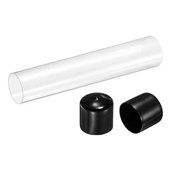 1 pc 9.84'' Rigid Acrylic Pipe, Round Polycarbonate Tube Plastic Tubing with Rubber Caps