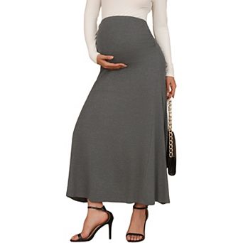 Maternity Mermaid Maxi Skirt High Waist Flowy for Comfortable Daily Wear