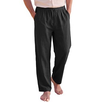 Men's Linen Pants Drawstring Straight Lightweight Beach